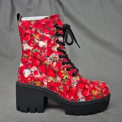 BOXED PAIR OF KOI DECAYING STRAWBERRIES SWITCH BOOTS UK SIZE 3