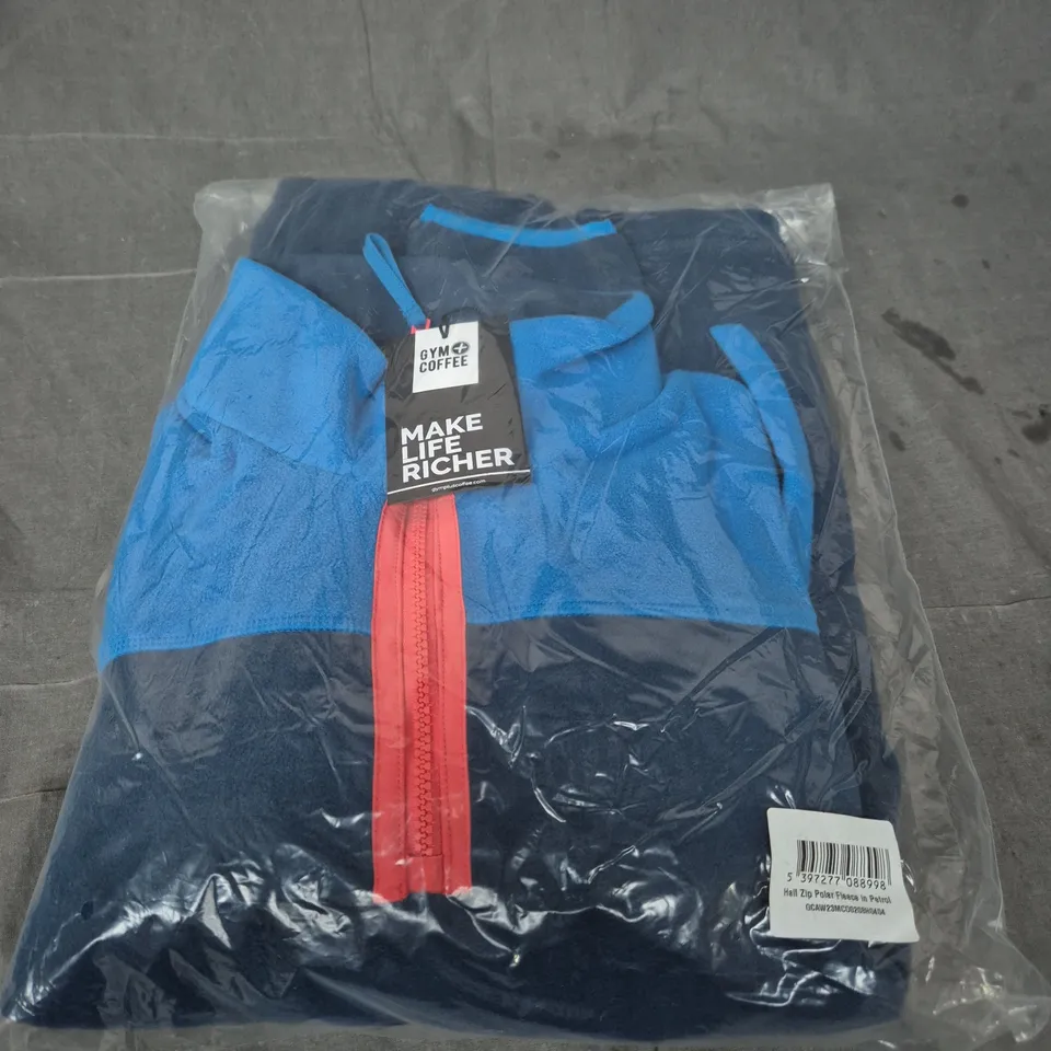 GYM COFFEE HALF ZIP POLAR FLEECE JACKET IN PETROL SIZE L