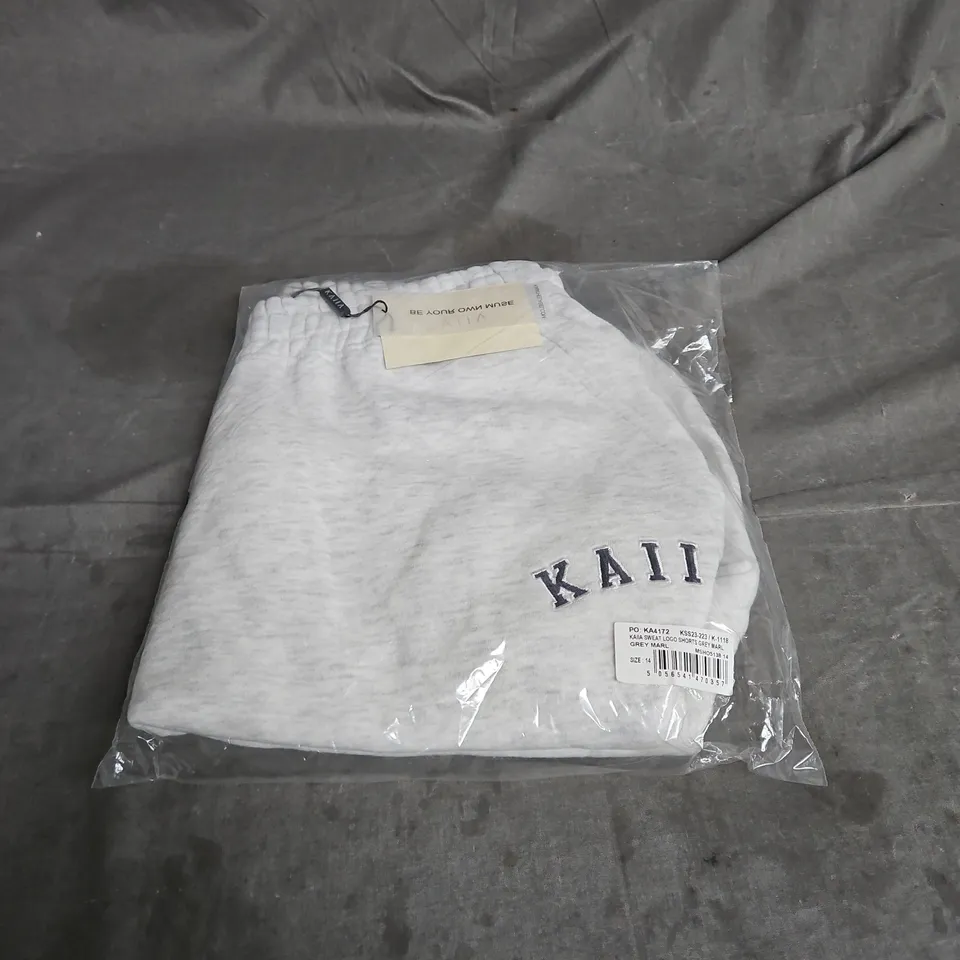 KAIIA SWEAT LOGO SHORTS IN GREY MARL SIZE 14