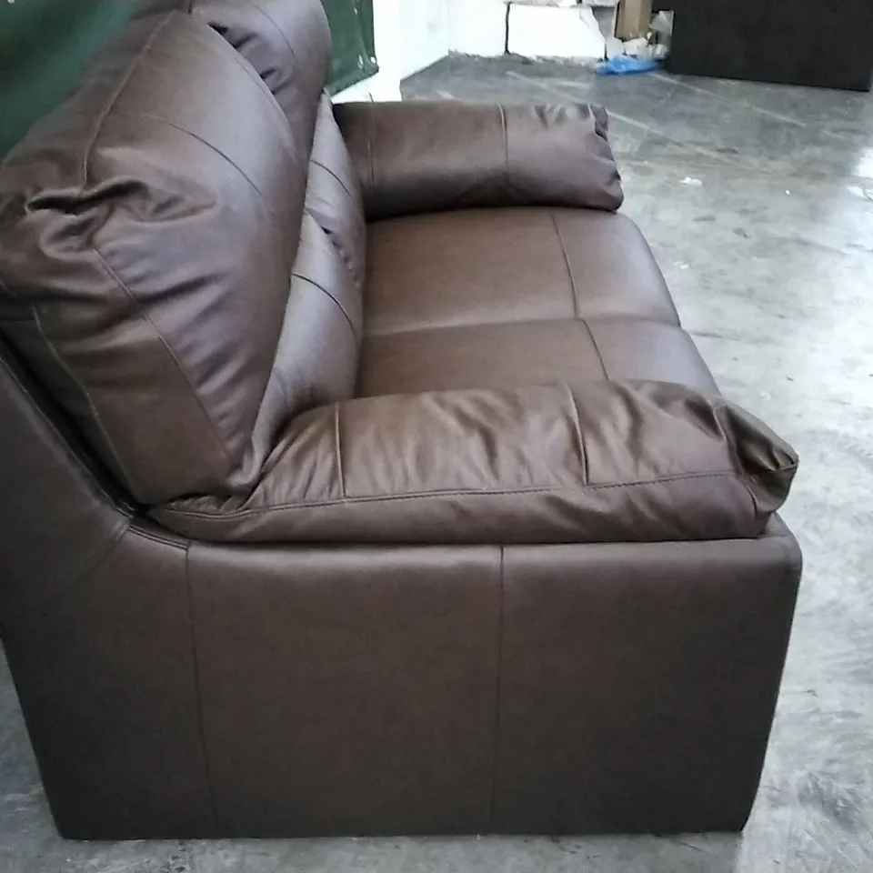 QUALITY BRITISH DESIGNER 2 SEATER SOFA - BROWN LEATHER 