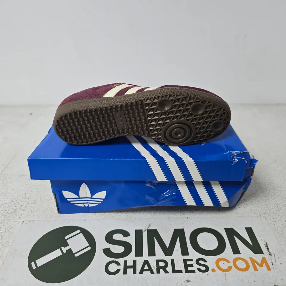 BOXED PAIR OF ADIDAS SAMBA OG W TRAINERS IN MAROON - UK 6.5