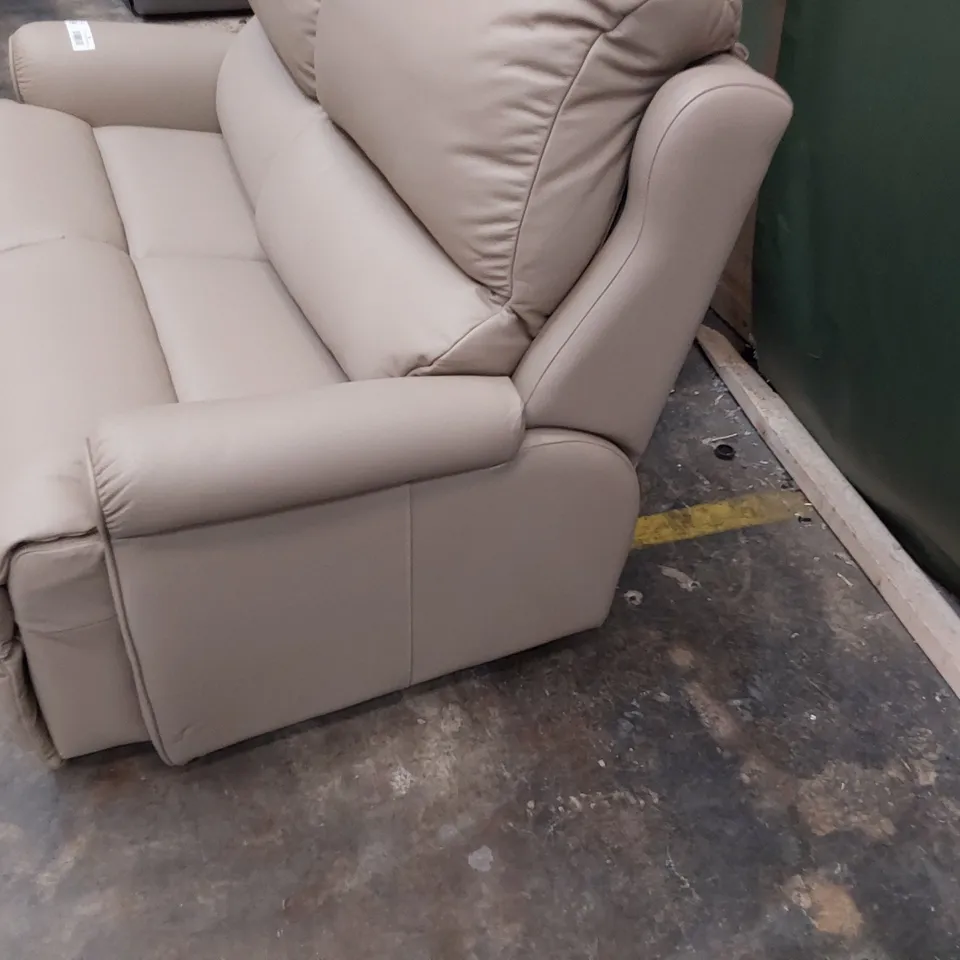 QUALITY BRITISH DESIGNER G PLAN NEWMARKET TWO SEATER SOFA CAMBRIDGE TAUPE LEATHER