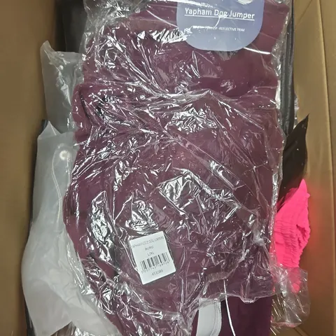 LARGE BOX OF APPROXIMATELY 25 ASSORTED CLOTHING ITEMS IN VARIOUS COLOURS, STYLES AND SIZES - COLLECTION ONLY