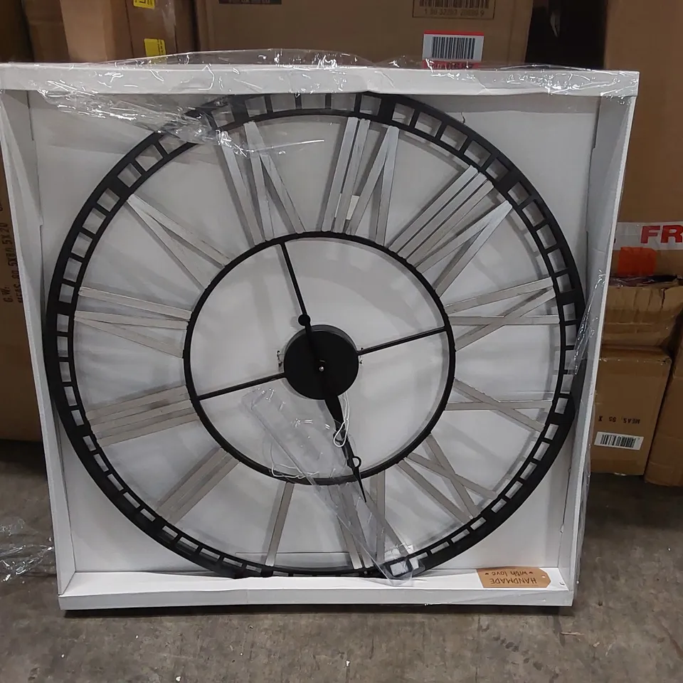 BOXED OVERSIZED RENNER INDUSTRIAL IRON WALL CLOCK - 70CM (1 BOX)