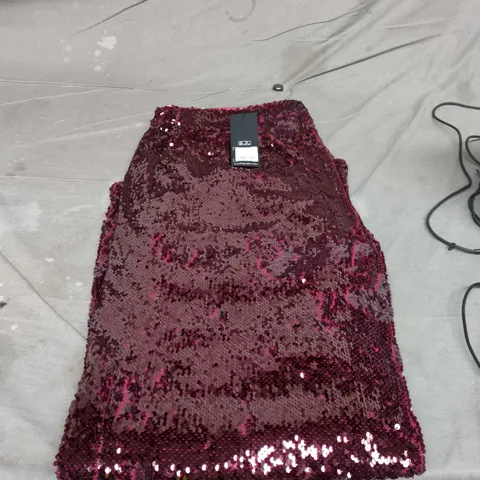MINT VELVET BURGUNDY SEQUIN TROUSERS – UK 18R