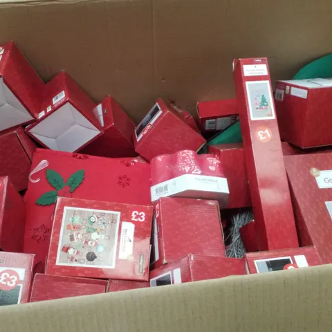 PALLET CONTAINING ASSORTED CHRISTMAS PRODUCTS & DECORATIONS INCLUDING GOLD SHIMMER WALL TILE, PAINT BY NUMBERS WALL HANGING, PILLAR CANDLES, SNOW GLOVES & FELT TABLE PLACE MATS