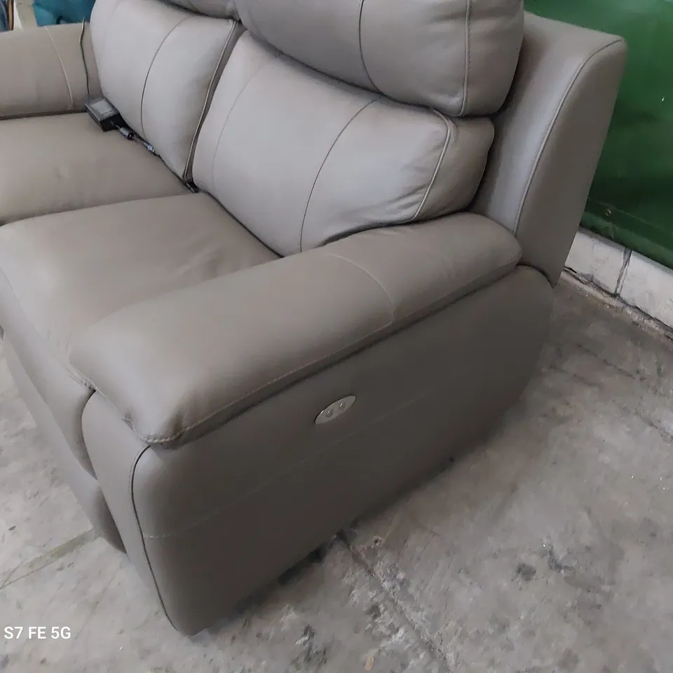 QUALITY ITALIAN DESIGNER PATRIZIO POWER RECLINING TWO SEATER SOFA MUD LEATHER 