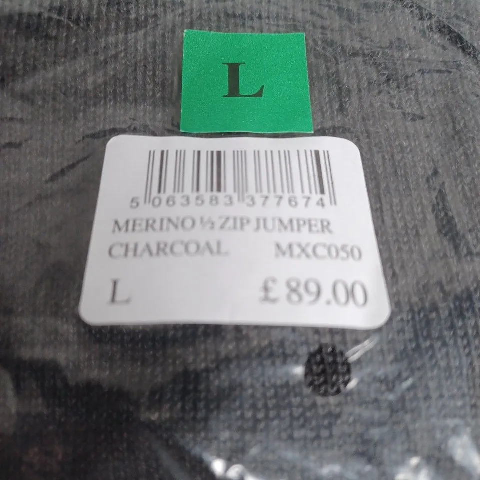 CREW CLOTHING MERINO ZIP JUMPER CHARCOAL – UK SIZE L