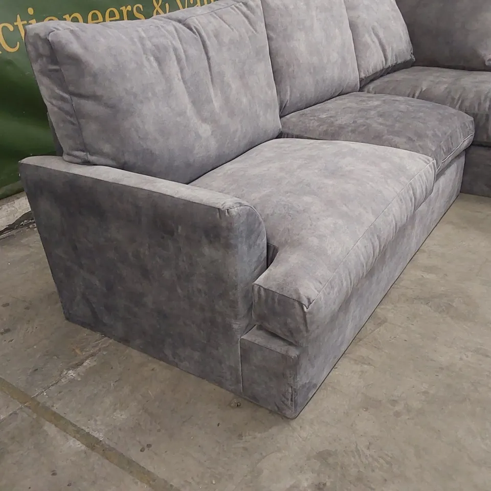 QUALITY DESIGNER GREY VELVET CORNER SOFA
