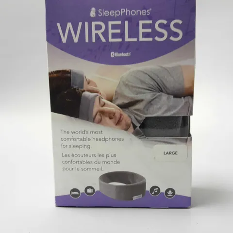 BOXED SLEEPPHONES WIRELESS HEADPHONES (GREY) - SIZE LARGE