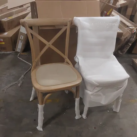 BOXED PAIR OF CROSS-BACK DINING CHAIRS (1 BOX)