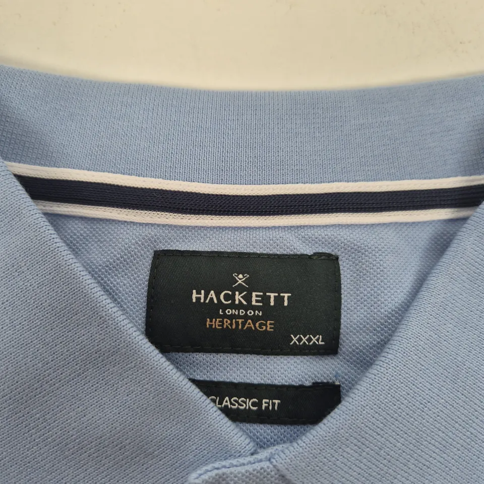 HACKETT LONDON HERITAGE POLO SHIRT – LIGHT BLUE, CLASSIC FIT, UK XXXL (XXXL)
