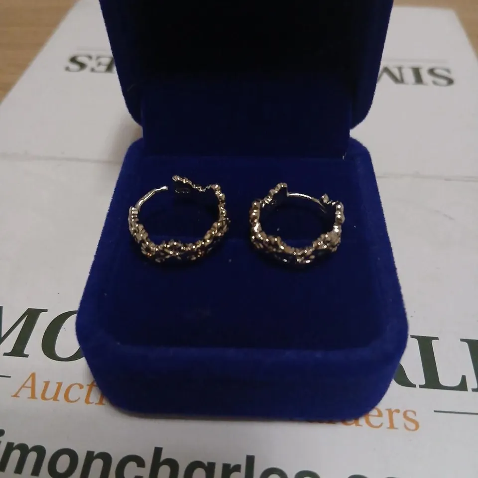 CLOGAU FORGET ME KNOT HUGGIE EARRINGS STERLING SILVER & 9CT GOLD 