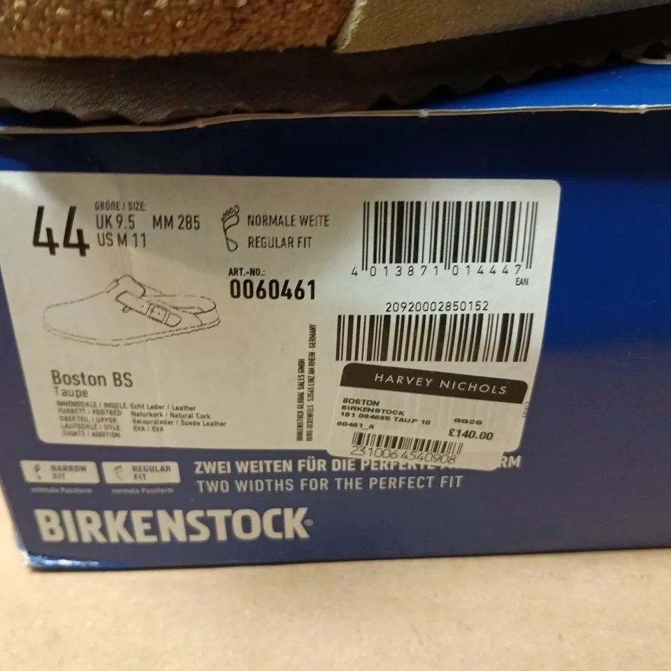 BIRKENSTOCK BOSTON BS TAUPE SUEDE LEATHER – UK 9.5 (EU 44) REGULAR FIT