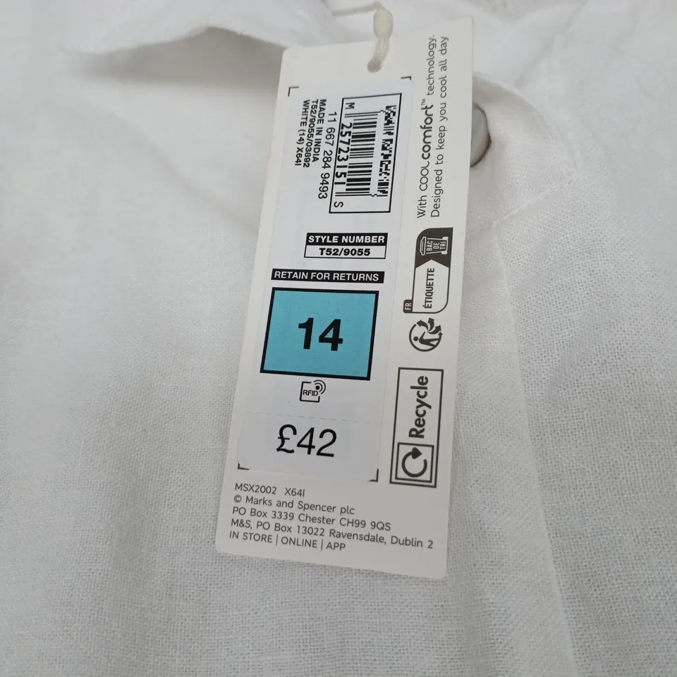 UK 14 M&S LINEN RICH SLEEVELESS BLOUSE – WHITE