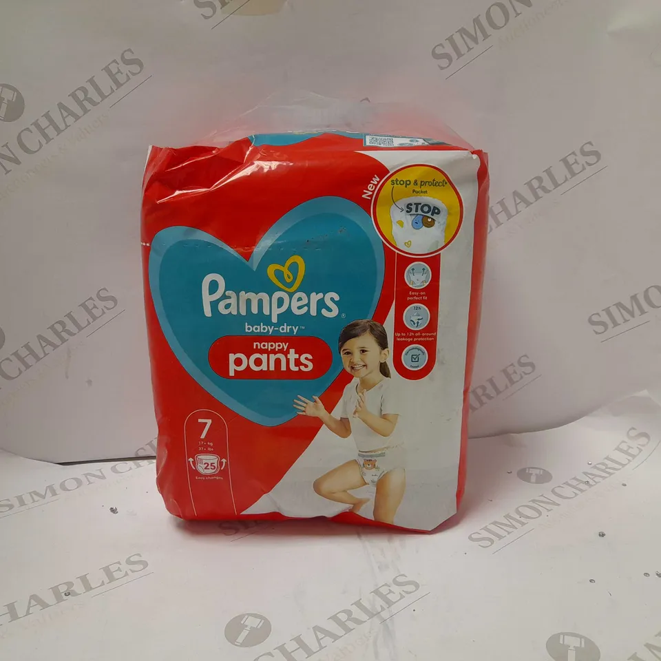 APPROXIMATELY 5 BRAND NEW PACKS OF 25 PAMPERS NAPPY PANTS SIZE 7
