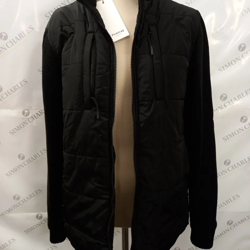 FIRETRAP SATORI ZIP THROUGH JACKET IN BLACK - M
