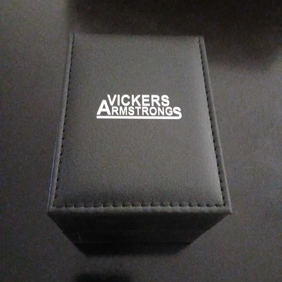 VICKERS ARMSTRONGS CHRONOGRAPH WATCH – BLACK BEZEL, RED DIAL, RUBBER STRAP 