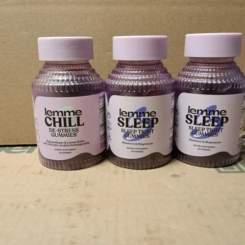 LEMME SLEEP TIGHT GUMMIES & LEMME CHILL DE-STRESS GUMMIES – SET OF 3 DIETARY SUPPLEMENTS