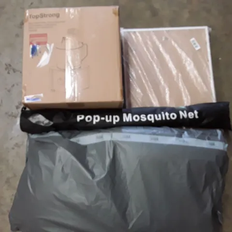 PALLET TO CONTAIN AN ASSORTMENT OF HOUSEHOLD ITEMS TO INCLUDE CUSHIONS, PICTURE FRAMES, POP UP MOSQUITO NETS AND FOOD PROCESSOR ECT