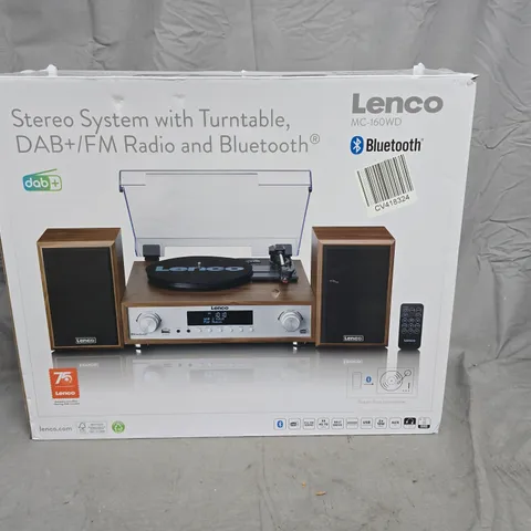 LENCO MC-160WD STEREO SYSTEM WITH TURNTABLE, DAB+/FM RADIO & BLUETOOTH – BOXED