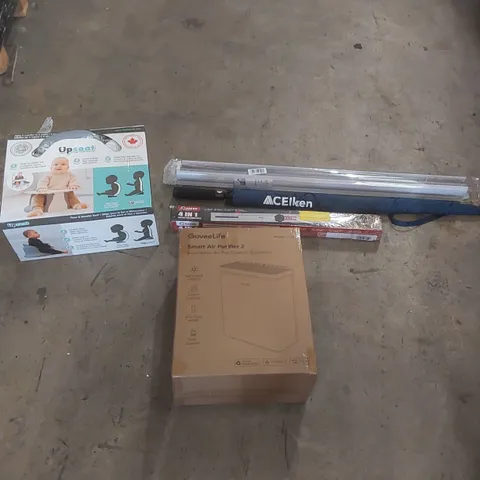 PALLET OF ASSORTED ITEMS TO INCLUDE: GOVEE LIFE SMART AIR PURIFIER 2, BABY UPSEAT,  UMBRELLA, DRILLING RULER, BLINDS ECT