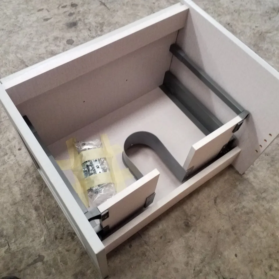 BOXED AS NEW CALYPSO CHELWORTH WALL HUNG VANITY UNIT IN CONTOUR DUSK GREY - 585X447X413MM