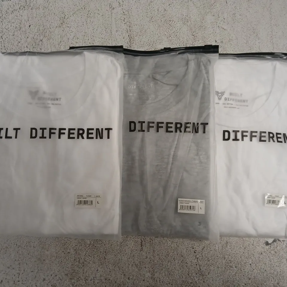 SET OF APPROXIMATELY 10 ASSORTED BUILT DIFFERENT T-SHIRTS/SHIRTS IN VARIOUS COLOURS AND SIZES