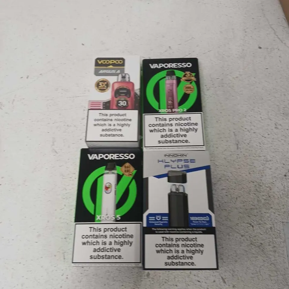 BOX OF APPROXIMATELY 35 ASSORTED E-CIGARETTES AND COMPONENTS TO INCLUDE: VOOPOO ARGUS A DEVICE KIT 