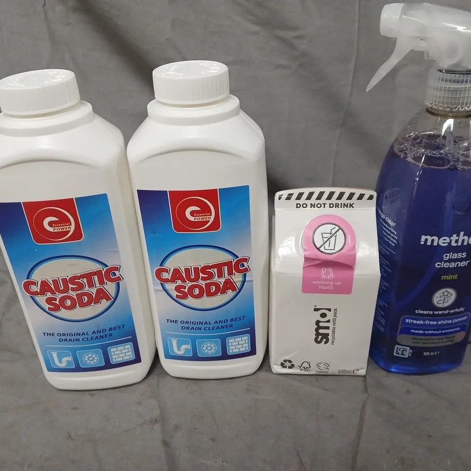 APPROXIMATELY5 ASSORTED LIQUIDS TO INCLUDE METHOD, WASHING UP LIQUID AND CAUSTIC SODA