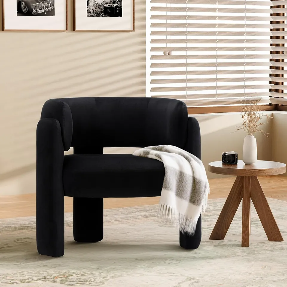 BOXED COLAMY BLACK FABRIC UPHOLSTERED ACCENT CHAIR 