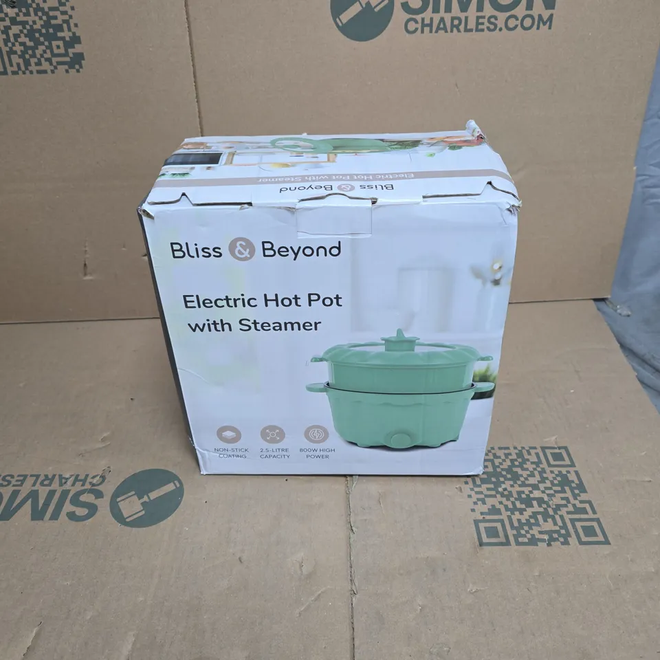BLISS & BEYOND ELECTRIC HOT POT WITH STEAMER – GREEN