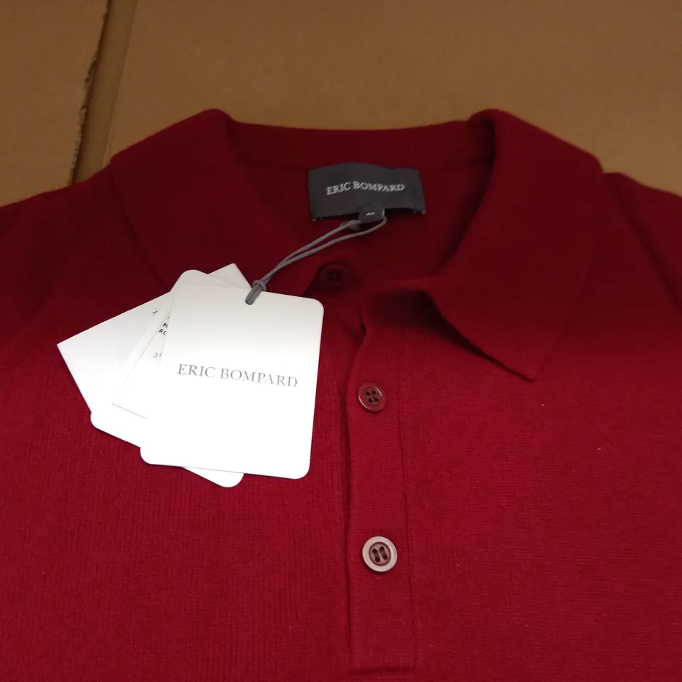 ERIC BOMPARD RED CASHMERE POLO TOP - M