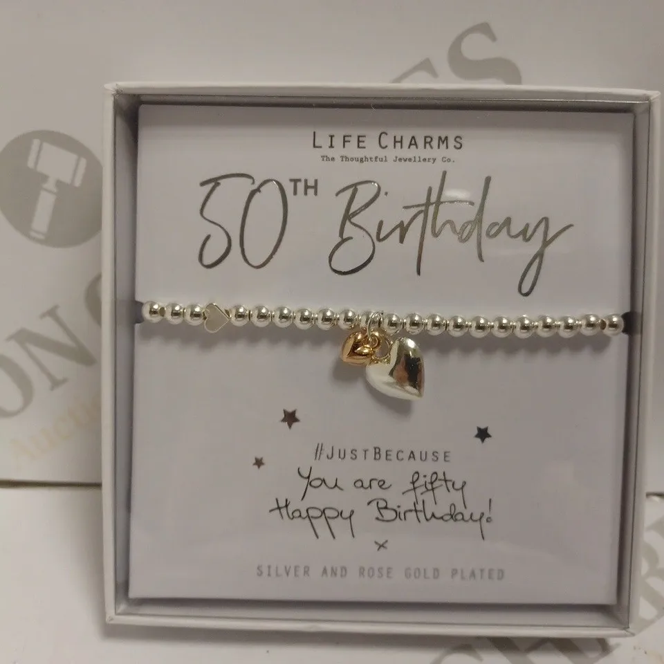 LIFE CHARMS 50TH BIRTHDAY SILVER EFFECT BRACELET
