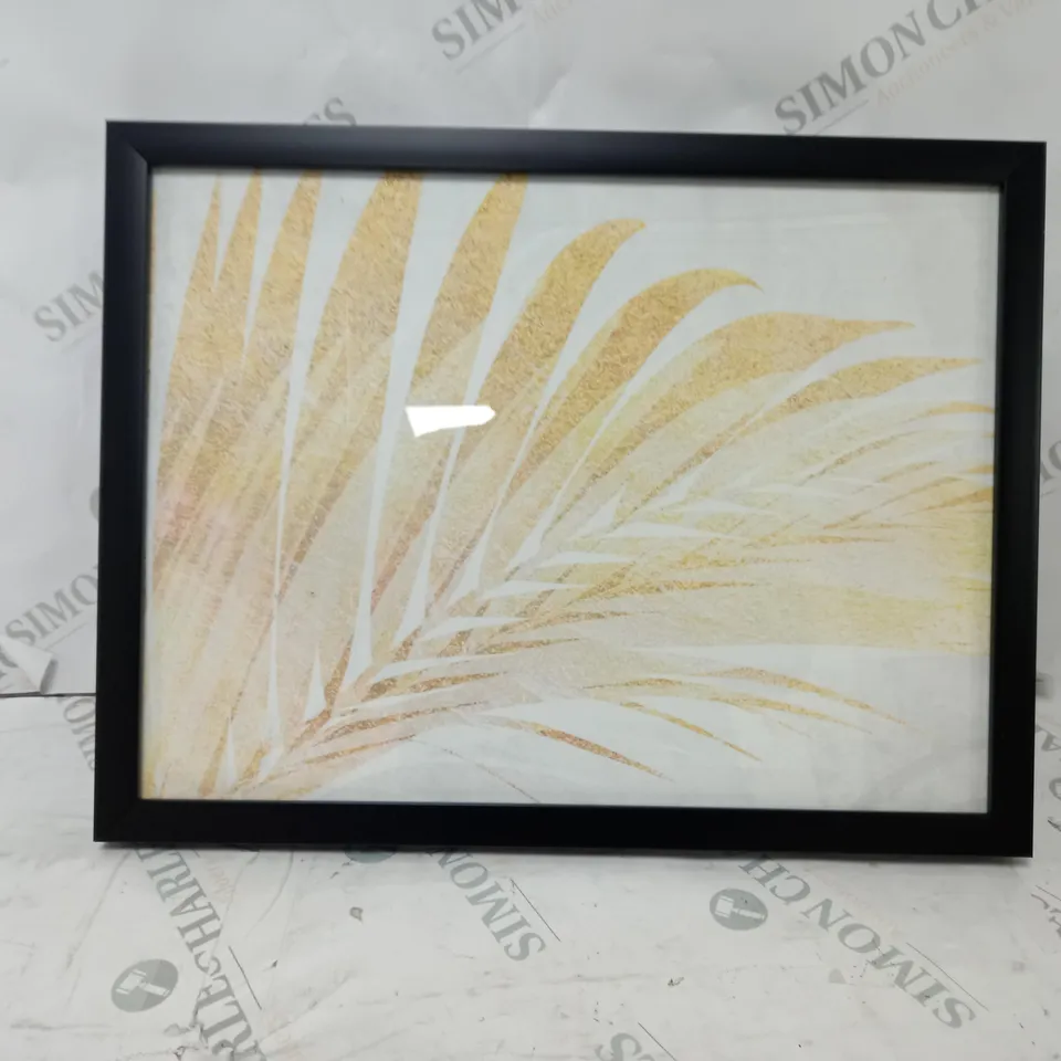 BOXED G AND C BRONZED PALM LEAF FRAMED GRAPHIC ART