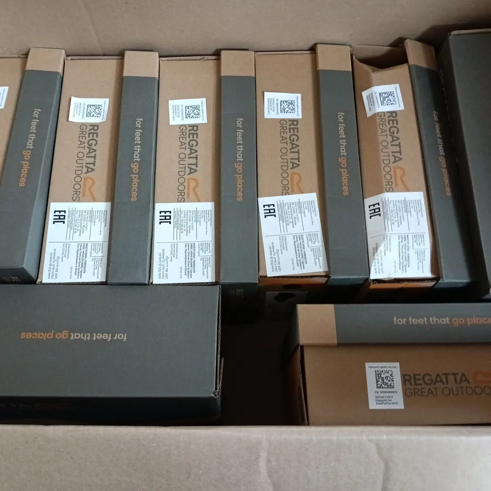 8 BOXED PAIRS OF BRAND NEW REGATTA KIDS EDGEPOINT JNR SHOES IN STEEL/PINK FUSION - UK 12 & 13