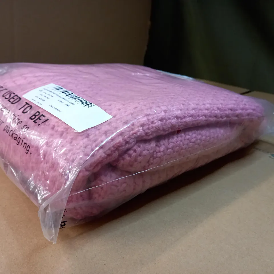 PACKAGED INTHESTYLE PINK CABLE KNIT BALLOON SLEEVE JUMPER - SIZE 14/16