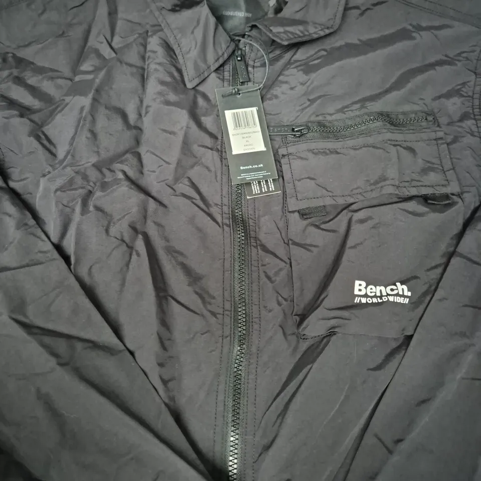 BENCH BLACK ZIP-FRONT JACKET XL, CHEST POCKET (BRAND TAG ATTACHED)