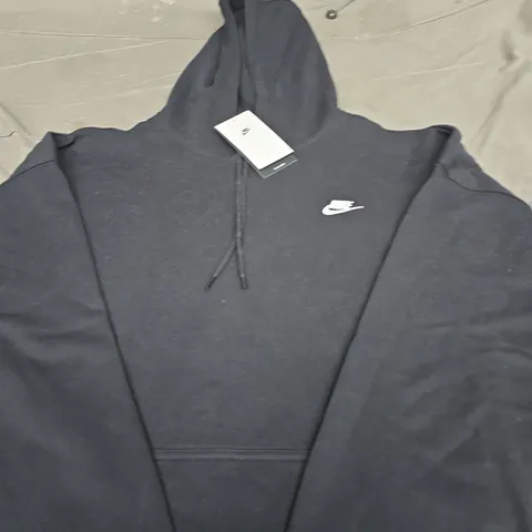 NIKE HOODIE – DARK GREY WITH WHITE SWOOSH LOGO S