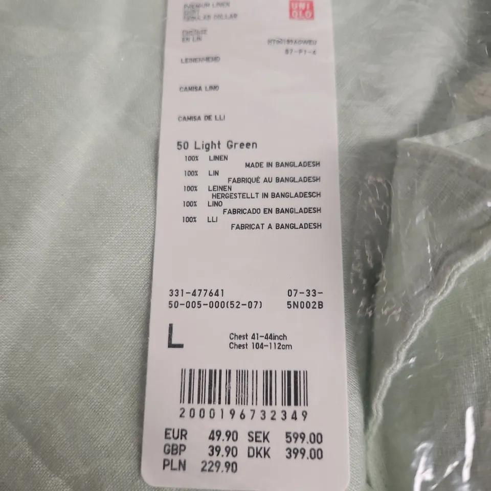 UNIQLO LINEN SHIRT – LIGHT GREEN, SIZE L
