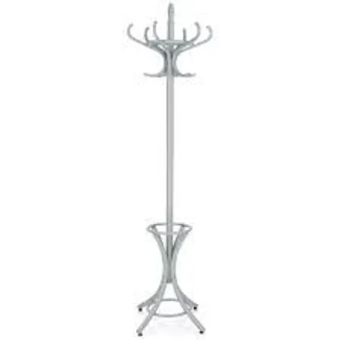 BOXED COSTWAY FLOOR STANDING HAT COAT RACK STAND HANGER UMBRELLA STAND HALL TREE RACK 12 HOOK - GREY