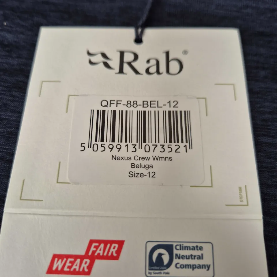 RAB NEXUS CREW WMNS BELUGA UK 12 – FLEECE TOP