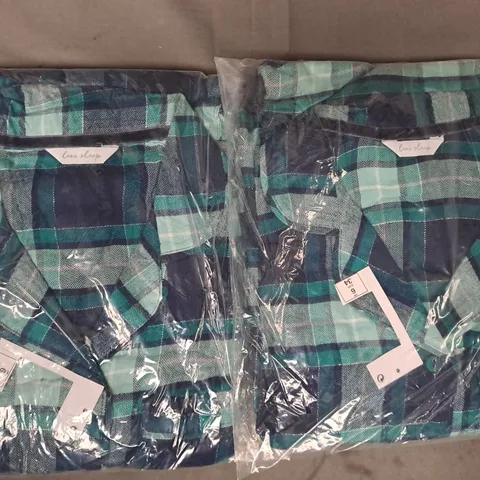 BOX OF APPROXIMATELY 20 ASSORTED LOVE SLEEP CLOTHING ITEMS IN GREEN/TEAL CHECK (SIZES VARY) - COLLECTION ONLY