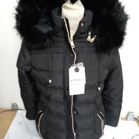 SPINDLE BOUTIQUE FRANCESCA HOODED COAT IN BLACK - M/12