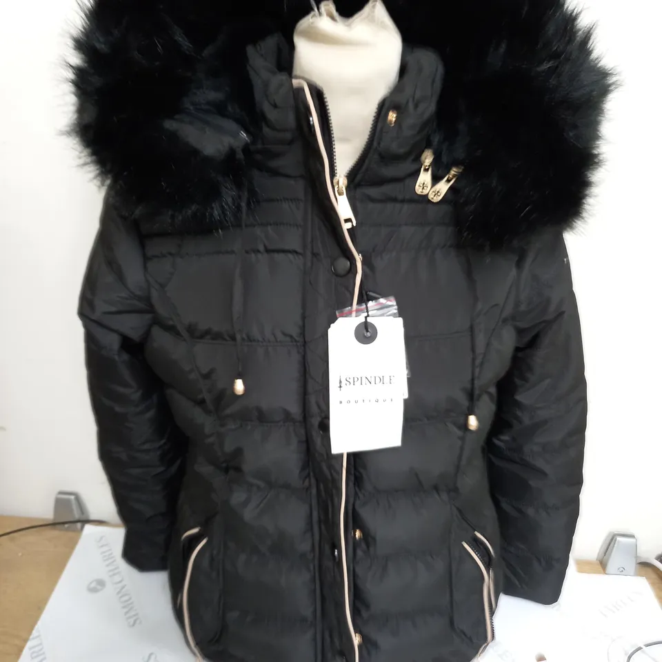 SPINDLE BOUTIQUE FRANCESCA HOODED COAT IN BLACK - M/12