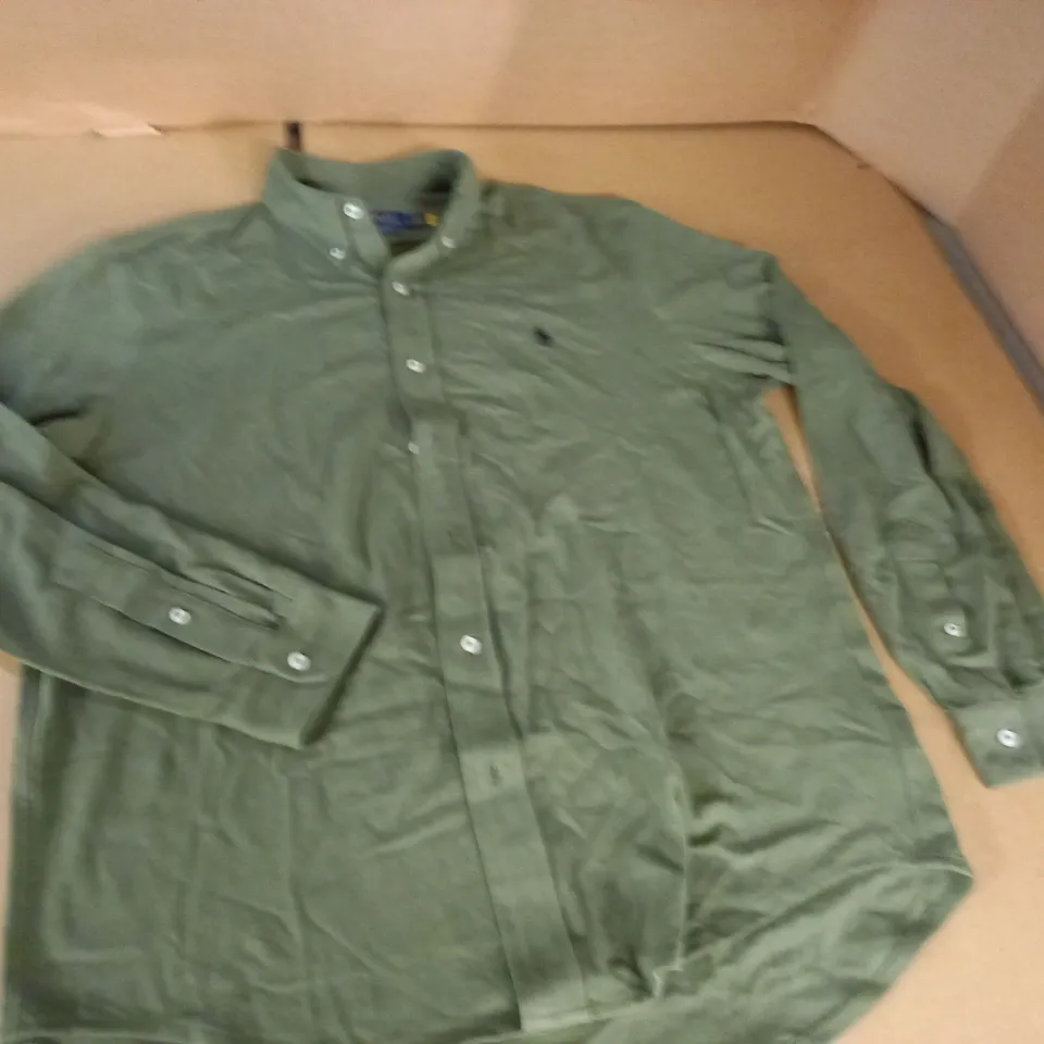 POLO RALPH LAUREN GREEN LONG SLEEVE SHIRT - LG
