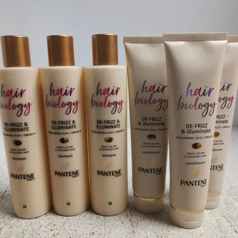 6 PANTENE HAIR BIOLOGY PRODUCTS TO INCLUDE 3 X 250ML SHAMPOO & 3 X 160ML CONDITIONER 
