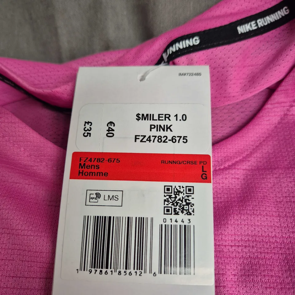 NIKE RUNNING MILER 1.0 PINK - MEN'S T-SHIRT, SIZE LG (FZ4782-675)