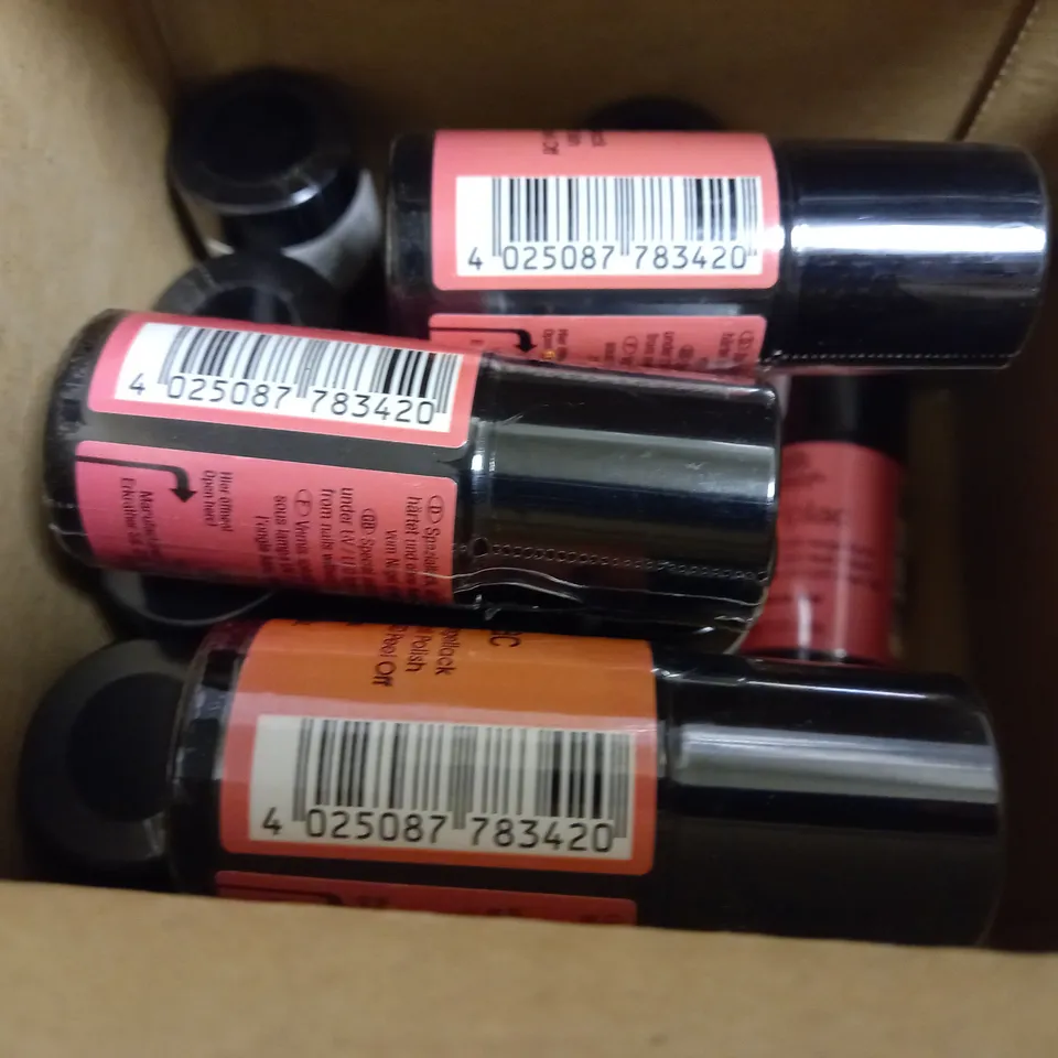 BOX OF APPROX 15 X 8ML ALESSANDRO STRIPLAC PEEL-OFF UV LED NAIL POLISH #42 NEON PINK