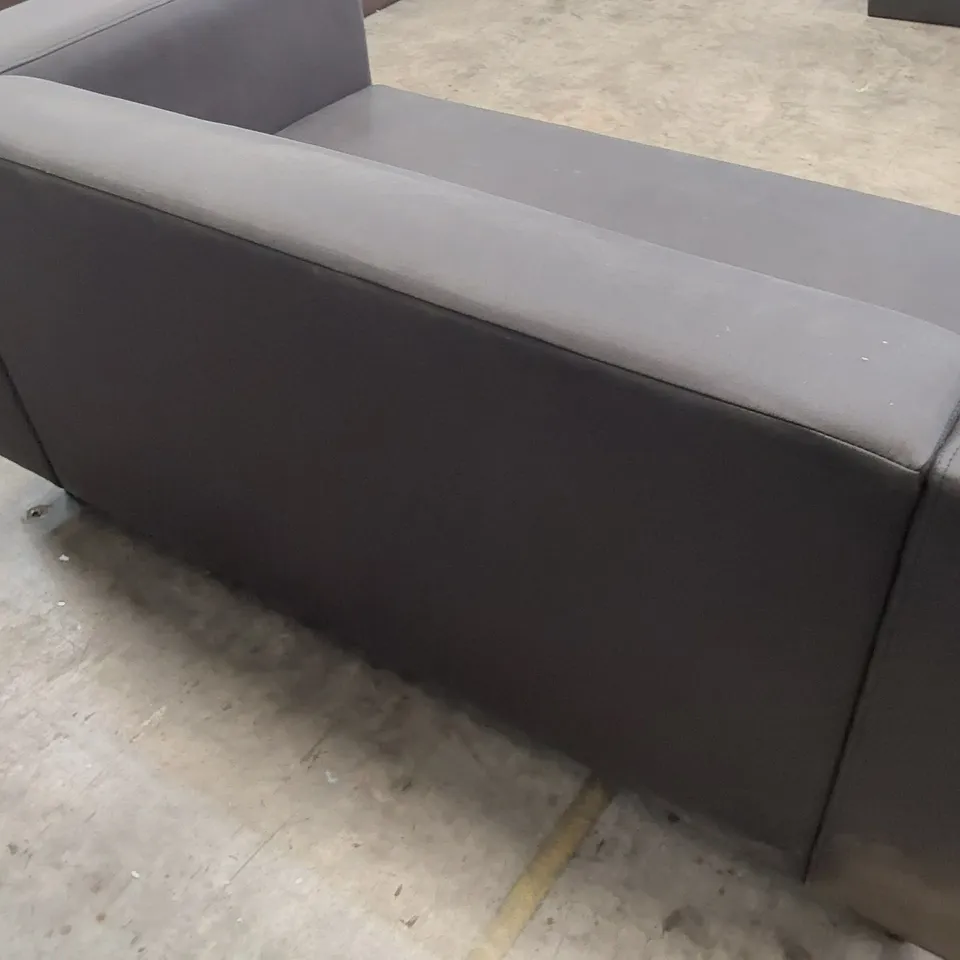 DESIGNER MINIMALISTIC TWO SEATER SOFA BLACK FAUX LEATHER 